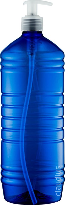 Bouteille Plastique Vide 1 litre PET bleu - avec pompe transparente - lot  de 10 pièces