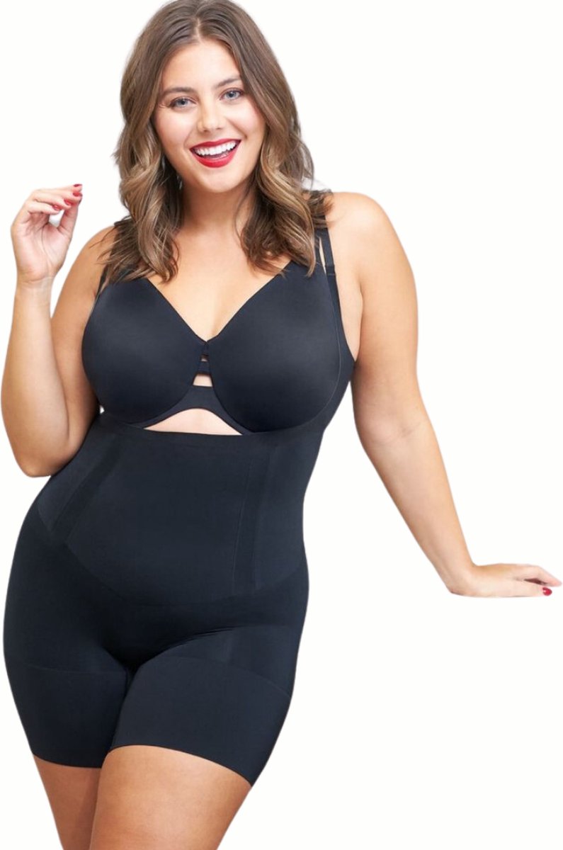 SPANXsculpt™ OnCore Open-Bust Mid-Thigh Bodysuit | Kleur Zwart I Maat S