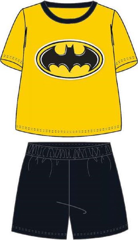 Batman shortama - maat 128 - Bat-Man pyjama korte broek en t-shirt - geel / zwart