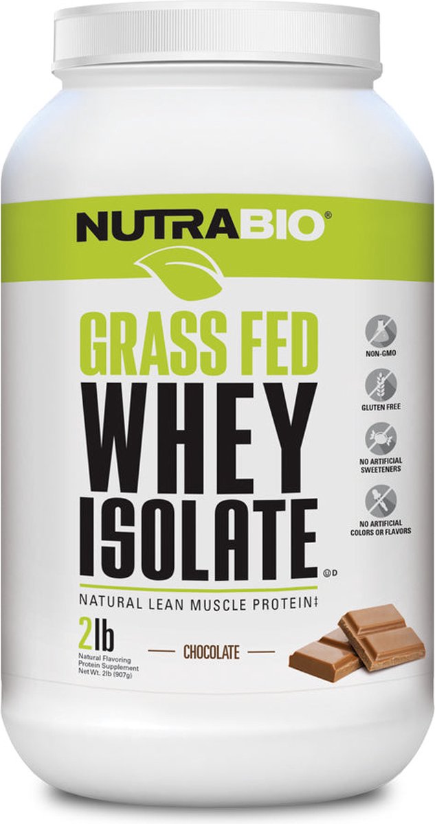 Nutrabio Grass-Fed Whey Protein Isolate - Eiwit Poeder - 900 gram Cookies and Cream
