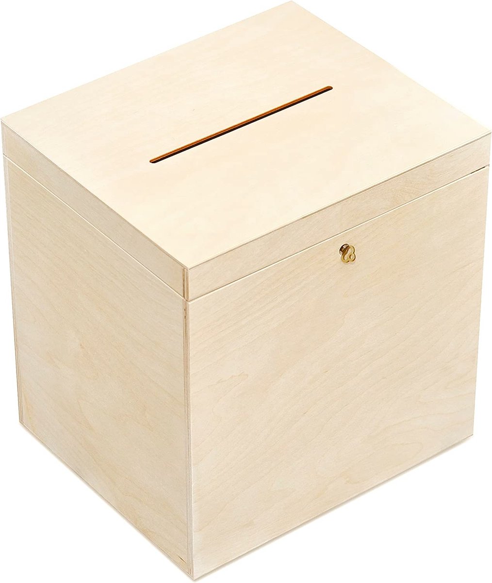 Creative Deco Afsluitbare Bruiloft Houten Doos voor Kaarten | 29 x 25 x 30 cm | Onvoltooide Houderskist | Met Deksel | Houten Opbergvakje Sieraden | Perfect voor Creative Deco Afsluitbare Bruiloft Houten Doos voor Kaarten | 29 x 25 x 30 cm | Onvoltooide Houderskist | Met Deksel | Houten Opbergvakje Sieraden | Perfect voor