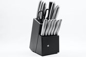 Set de couteaux - 15 pièces - Couteau - Couteaux de cuisine - Acheter set de couteaux - Pas cher - Bloc de couteaux - Offre - Zwart - Grijs - Alpina - Set de couteaux Alpina