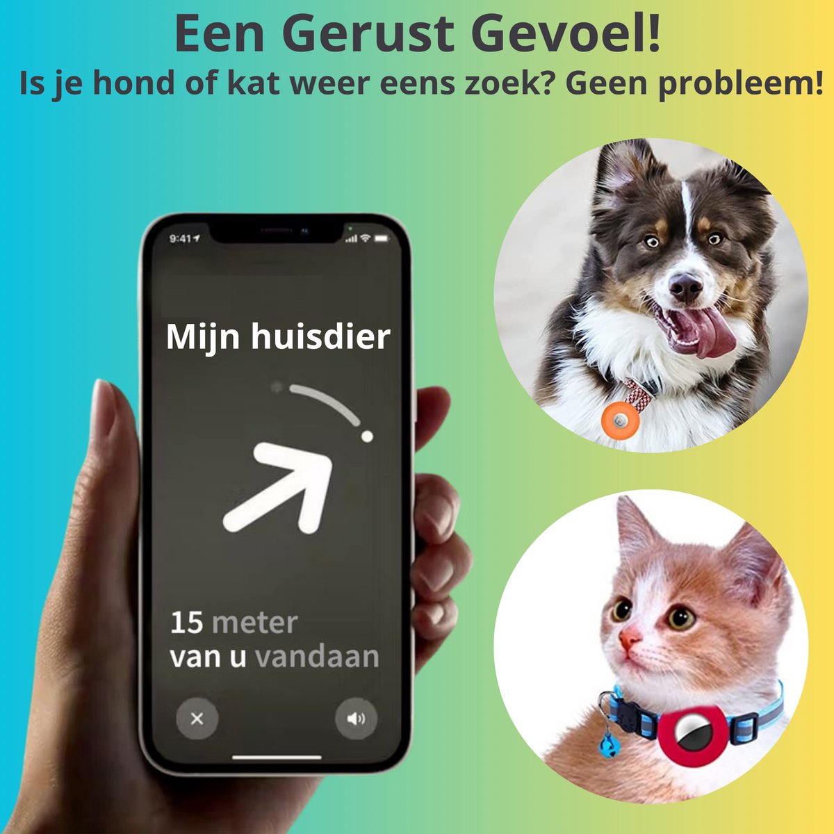 Halsbandhouder AirTag Hond / kat Geschikt voor Apple AirTag GPS