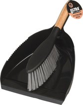Pelle à poussière et porte-poussière plastique noir/bambou 22 x 34 cm - Nettoyage/ Ménage