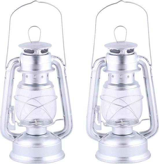 Windlicht / olielamp zilver 24 cm hoog voor waxinelichtjes van Lumineo — afbeelding 2