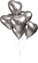 6 Hartjes Chrome Ballonnen 12'' Zilver
