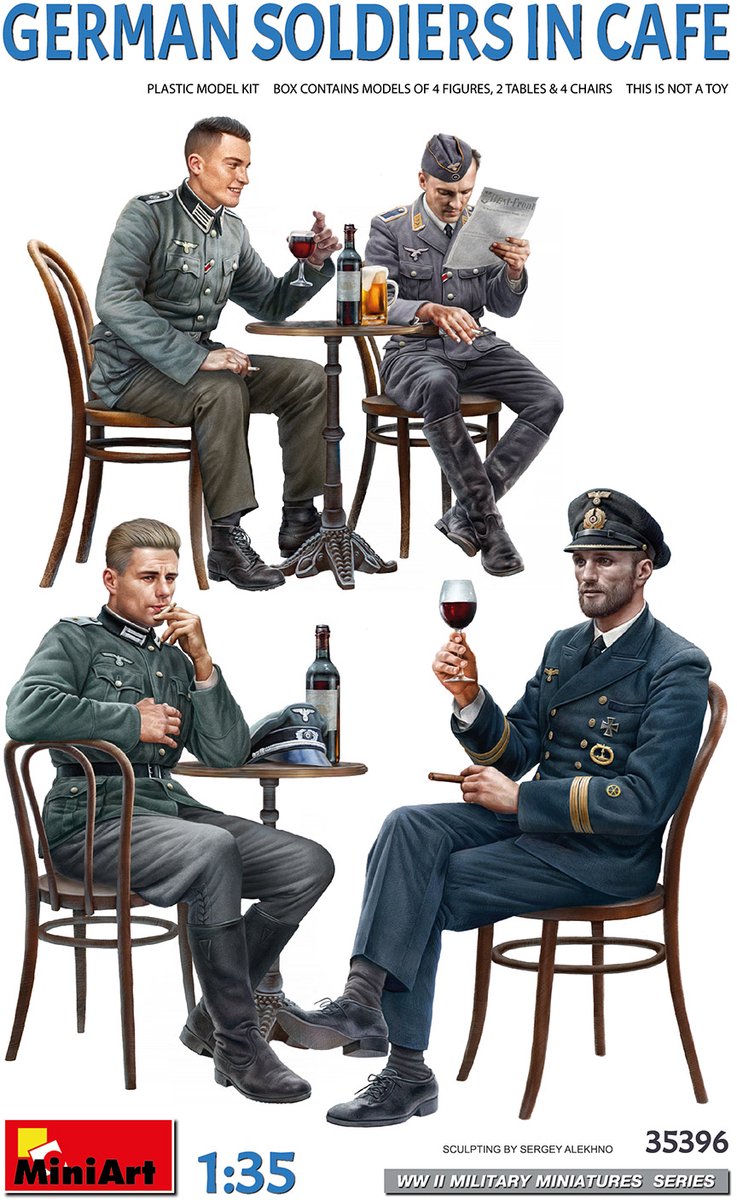 MiniArt Modelbouwpakket Militaire voertuigen - 35396 German Soldiers in Cafe - Figuren Plastic - 1:35 - Modelbouw