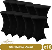 Statafelrok zwart 80 cm - per 10 - partytafel - Alora tafelrok voor statafel - Statafelhoes - Bruiloft - Cocktailparty - Stretch Rok - Set van 10