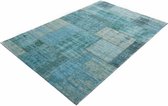 Pognum 33 - Uniek vintage vloerkleed in turquoise/blauw kleurstelling