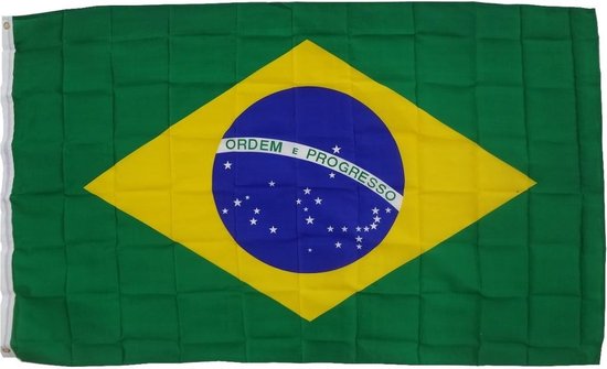 Vlag Brazilië 90 x 150 cm vlag met 2 oogjes 100 g/m² stofgewicht Hissflag f. Mast