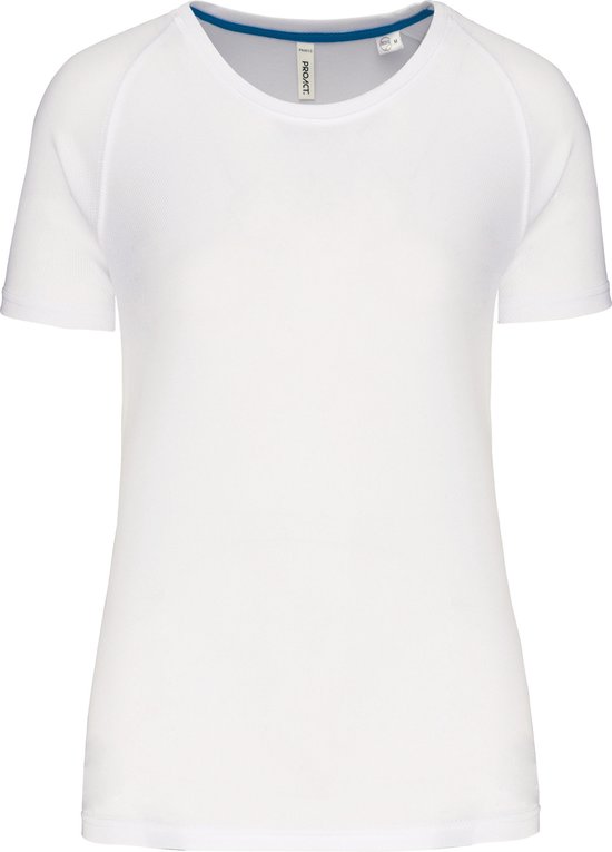 Gerecycled damessportshirt met ronde hals White - XL