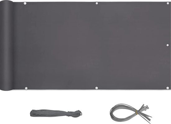 Balkonscherm 60 x 750 cm HDPE Licht Transparant, Ademend, Zonwering, Wind- en Uv-Bescherming, Balkonscherm Inkijkbescherming met Kabelbinders Voor Buiten, Terras, Patio, Wit