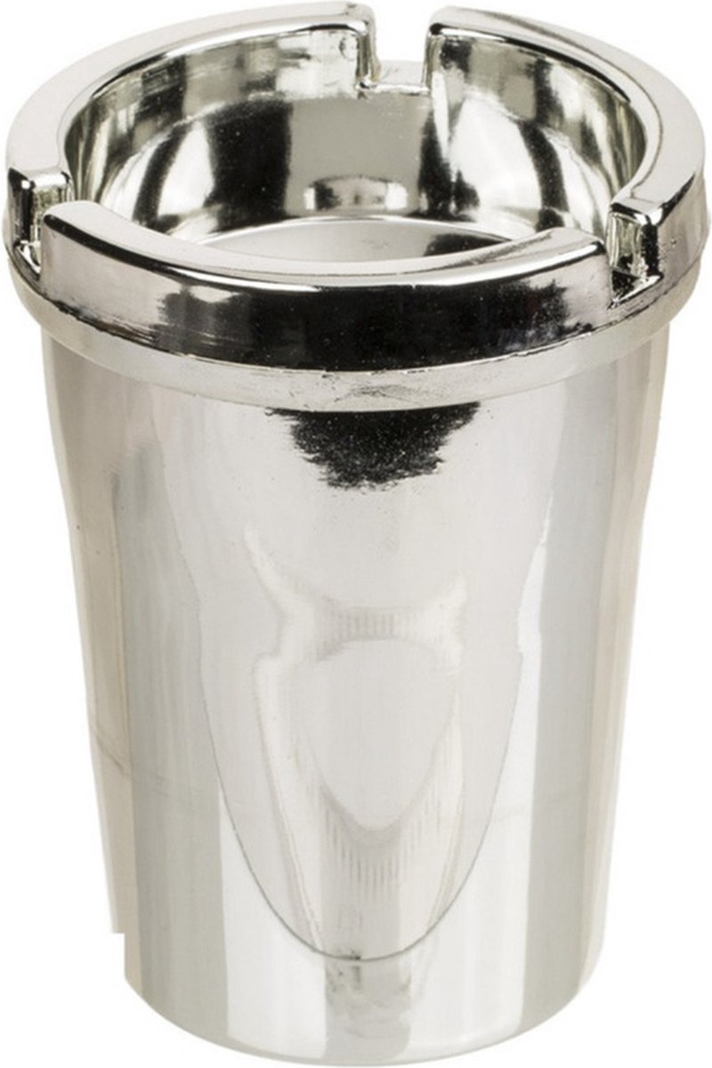 Goedkoopste Auto asbak zilver/chroom 11 x 8 cm - sigaret dovende auto asbak - auto accessoires