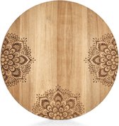 1x Ronde houten snijplanken met mandala print 27 cm - Keukenbenodigdheden - Kookbenodigdheden - Snijplanken/serveerplanken - Houten serveerborden - Snijplanken van hout