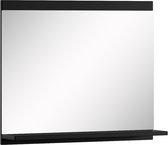 Badplaats Badkamerspiegel Montreal 60 x 12 x 50 cm - Mat zwart - Spiegel met Houten Frame en Planchet