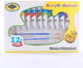 Professional 12 kleuren set acrylverf in tubes van 12 ml