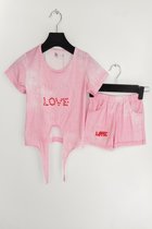 Roze kledingsetje voor kinderen - parels - love - Roze - 4 jaar/102