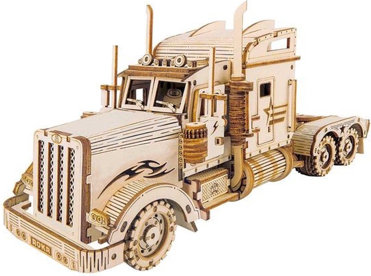 Robotime Modelbouwpakket Heavy Truck 22,4 Cm Hout 286-delig — afbeelding 15