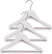 Zeller kledinghangers kind - set 3x - wit - hout - 30,5 cm - draaibare haak