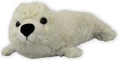 Inware Pluche zeehond pup knuffel - liggend - creme wit - polyester - 29 cm