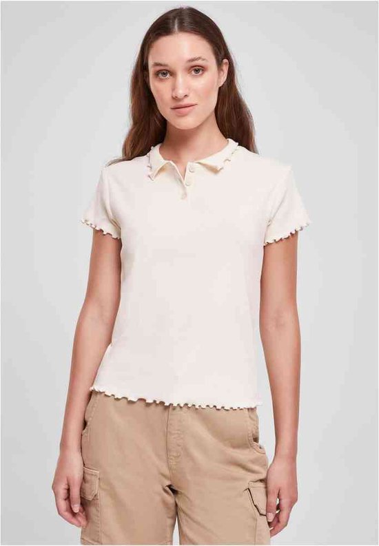 Urban Classics - Rib Polo Top - L - Ivoorkleurig