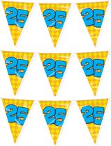 Paperdreams verjaardag 25 jaar thema vlaggetjes - 3x - feestversiering - 10m - folie - dubbelzijdig