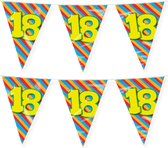 Paperdreams verjaardag 18 jaar thema vlaggetjes - 2x - feestversiering - 10m - folie - dubbelzijdig