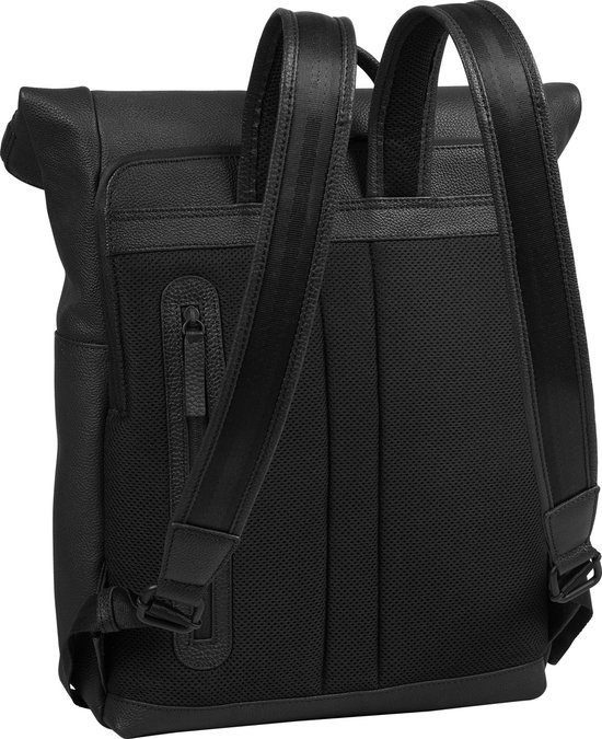 Larkson Rugzak Dames & Heren Zwart - No 4 Large - Rolltop Rugzak 21 L met 16 Inch Laptopvak Uni, Werk & Fiets - Grote Reistassen met Trolley Strap