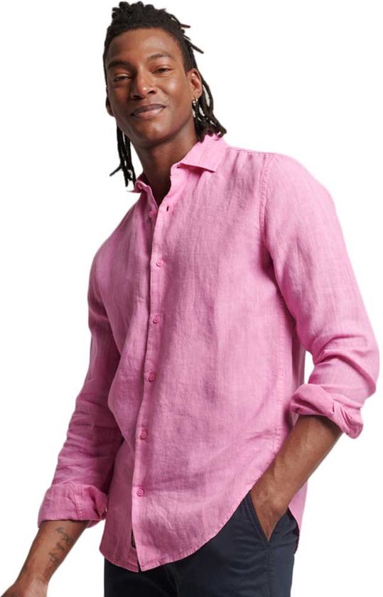 Superdry Studios Casual Linen Shirt Met Lange Mouwen Roze XL Man