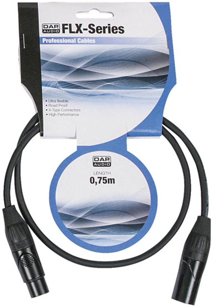 DAP FLX01 microfoon- en signaalkabel met X-type connectoren 0.75 meter