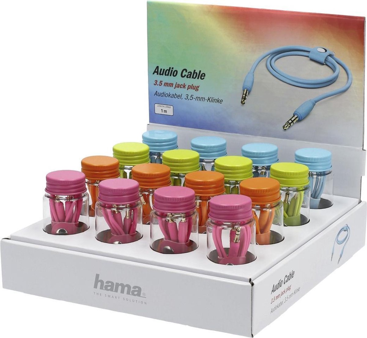 Hama 00056589 1m 3.5mm 3.5mm Blauw, Groen, Oranje, Roze audio kabel