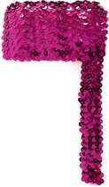 Paillettenband breed elastisch donker roze 3m