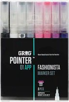 Grog Pointer set Fashionista - 8 verfstiften - Waterbasis - Stiftpunt van 1 mm