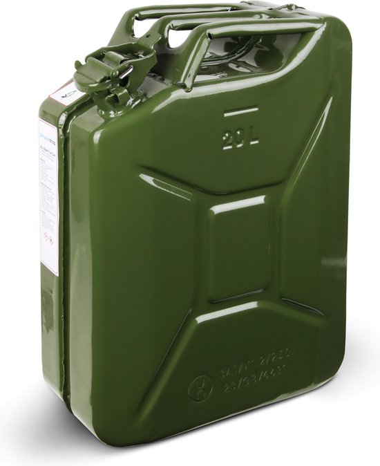 Set de 2x jerrican métallique 20 litres vert armée - convient pour  carburant - essence