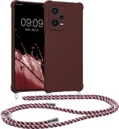 kwmobile telefoonhoesjegeschikt voor Xiaomi Redmi Note 12 Pro 5G - Hoesje van siliconen met telefoonkoord - In bordeaux-violet