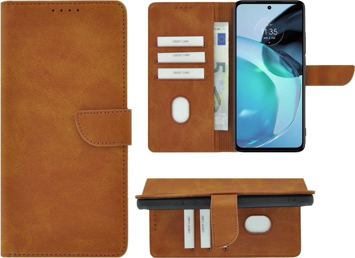 MoDo hoesje Geschikt voor Motorola Moto G53 - Kunstleer Book Case - Cognac Bruin