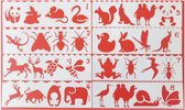 Bullet Journal Flexibele Plastic Stencils - 8 stuks - Templates - Dieren - Animals - Panda - Konijn - Eekhoorn - Insecten - Paard - Olifant - Slak - Kameel - Stier - Vogel - 5,5 x 18,3cm - Handlettering toolkit - Knutselen - Decoratie - Accessoires