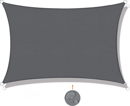 Waterdicht rechthoekig zonnezeil – 3 x 4 m – grijs/antraciet