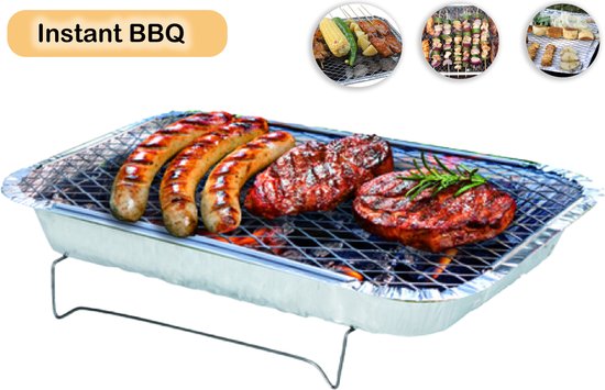 Wegwerpbarbecue 6 stuks - Instant BBQ met 600g Houtskool - Gebruiksklaar voor Camping, Picknick en Strand van Merkloos — afbeelding 3
