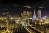 Fotobehang - Vlies Behang - Warschau Skyline in de Nacht - Stad - 312 x 219 cm