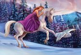 Fotobehang - Vlies Behang - Prinses op de Unicorn - Eenhoorn - 368 x 254 cm