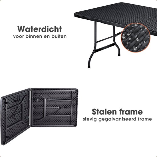 tectake® Campingtafel - Klaptafel van Aluminium, Opvouwbare Campingtafel - Reistafel, Opklapbare Tuintafel - Weerbestendig, Oprolbaar Tafelblad - In Hoogte Verstelbaar- Draagtas - 90 x 52 cm - Zwart