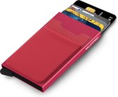 Walletstreet Uitschuifbare Pasjeshouder Plus 2 - Walletstreet Aluminium Creditcardhouder Card Protector Anti-Skim/ RFID Card Protector 7 Pasjes – Rood/Red