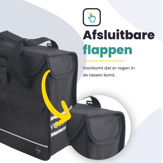 Voltano Enkele Shopper Fietstas - 17 Liter - Zwart - Waterdicht - Luxe Universele Bevestiging van Voltano — afbeelding 3