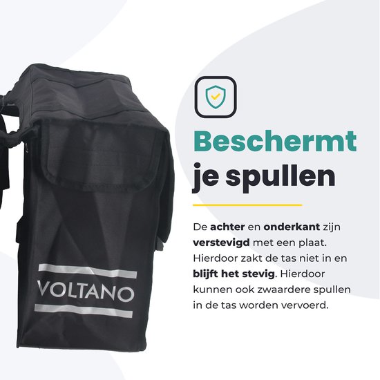 Voltano Dubbele Fietstas XL - Zwart - 48 Liter - Waterdicht - Universele bevestiging - Fietstassen Elektrische Fietsen van Voltano — afbeelding 5