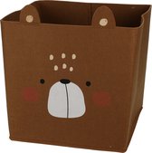 Opbergmand/kastmand vilt kinderkamer - dieren thema beer - 32 x 32 x 32 cm - Vakkenkast manden