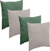 Hesperide Bank/sier/tuin kussens - binnen/buiten - set 4x stuks - emerald groen/taupe - 40x40 cm