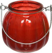 Decoris Citronella kaars - glas - rood - 15 branduren - D8 x H8 cm