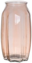 Bellatio Design Bloemenvaas - taupe/bruin - transparant glas - D12 x H22 cm - vaas
