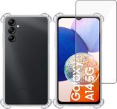 Hoesje geschikt voor Samsung A14 5G + Screenprotector – Tempered Glass - Extreme Shock Case Transparant